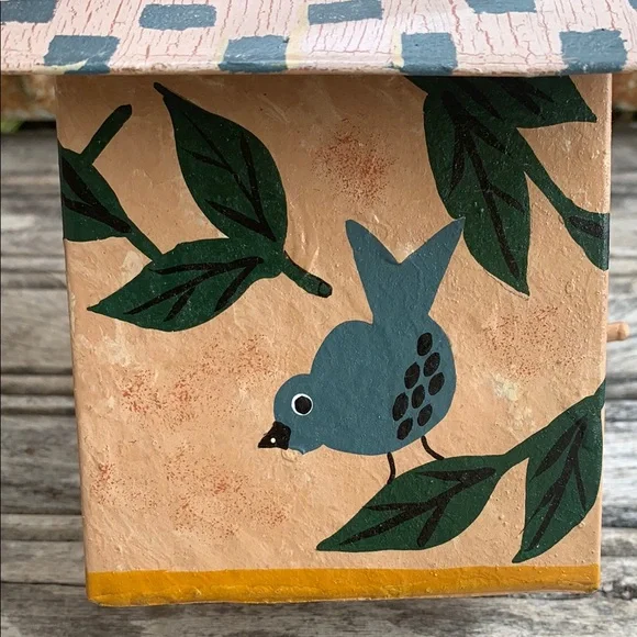 Rustic Tan Birdhouse with Green Foliage Accents - Picture 8 of 9